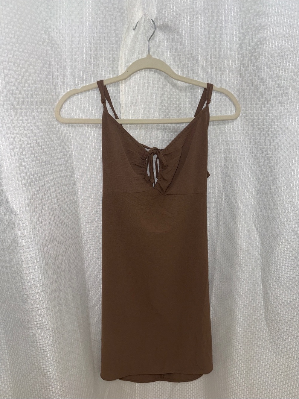 Brown Tie-Front Slip Dress